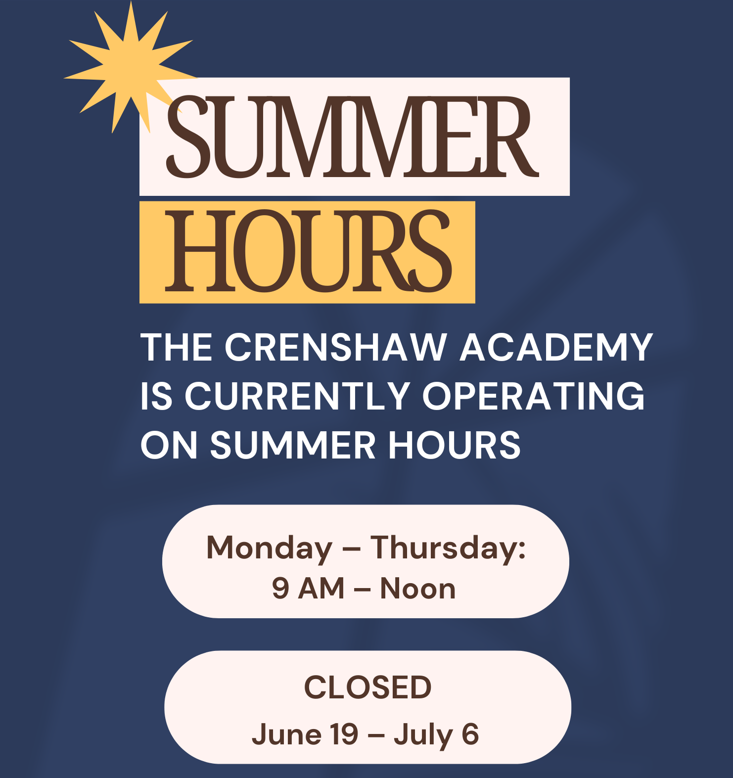 Crenshaw-Summer-Hours The Crenshaw Academy | Private K-12 Orlando, FL